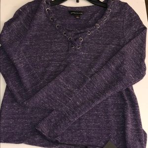 Heathered Purple Women’s Whipstitch Lace-Up Top